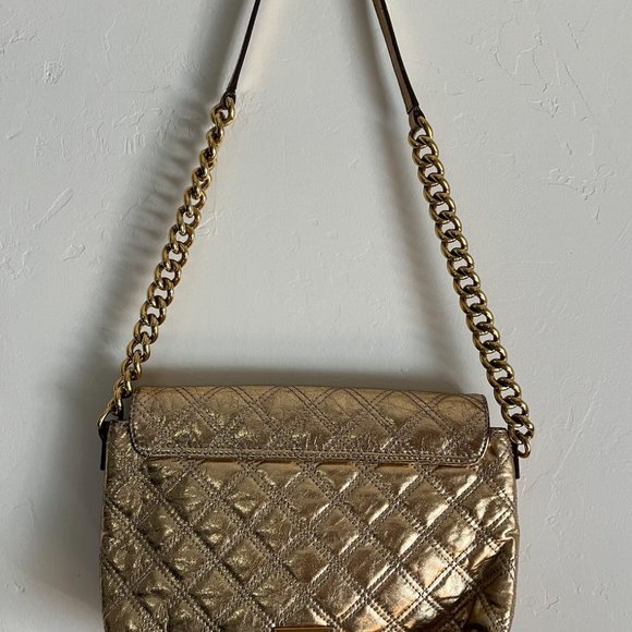 Marc Jacobs Gold Quilted Leather Large Bow Chain Shoulder Bag - Picture 7 of 12